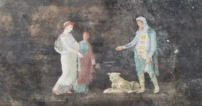 意大利古羅馬龐貝遺址現宴會廳  壁畫描繪希臘神話精美完好