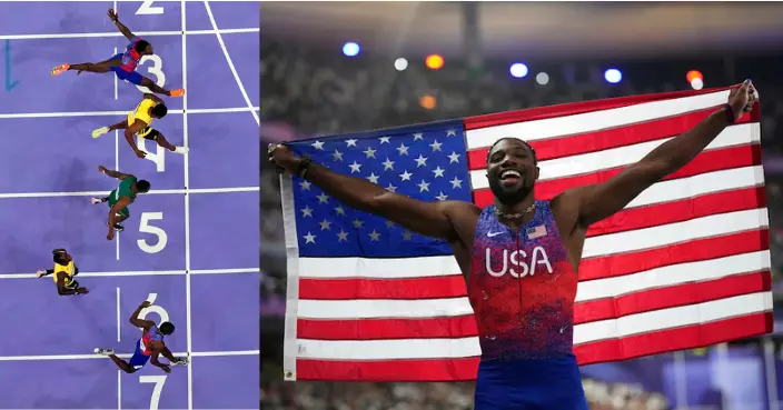 巴黎奧運｜只差0.005秒 美國賴奧斯贏牙買加湯臣成百米飛人