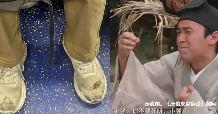 驚見地鐵男乘客鞋面痴住反肚曱甴 網笑：佢養嘅寵物小精靈！