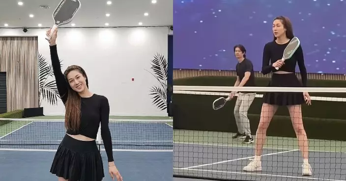 鍾嘉欣愛上玩匹克球 孖老公夫妻檔上陣打波