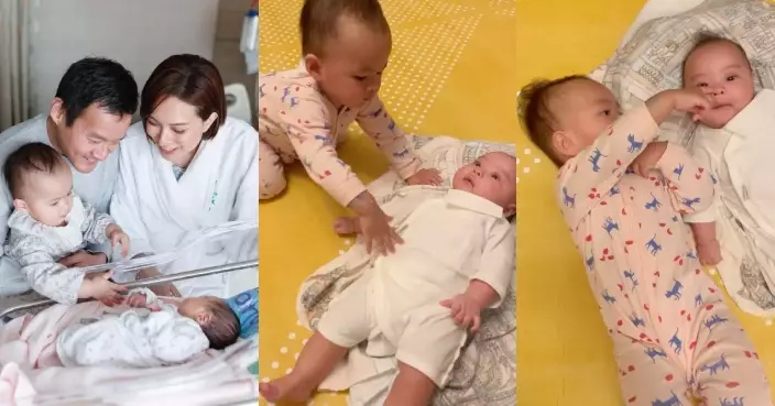 朱慧敏晒仔女互動片段 1歲半Shera好奇摸弟弟勁可愛