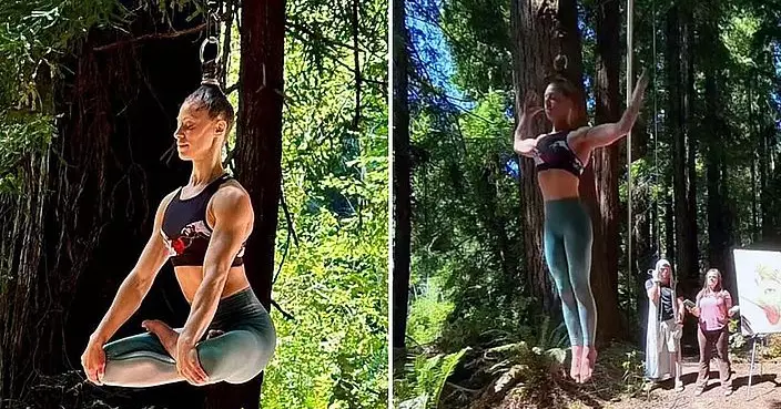 精神力量!美特技女演員用長髮懸掛空中25分鐘玩埋瑜伽破世界紀錄