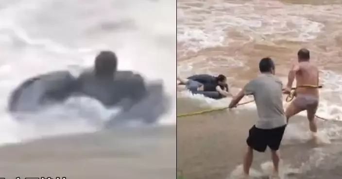 遭捲入洪水漩渦命懸一線 廣西男獲村民輔警聯手用膠管營救安全脫險
