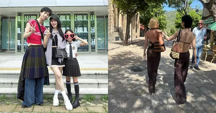 伊能靜兒子小哈利再晒前衛穿搭 西班牙街頭穿肚兜露背裝