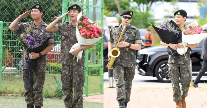 BTS兩成員V、RM結束兵役 現場數百名粉絲等候歡迎回歸