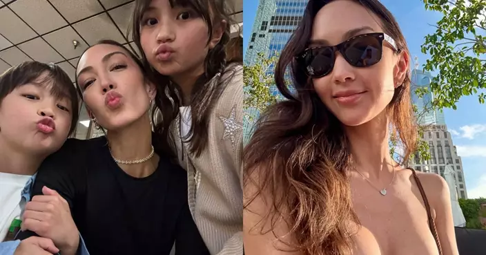 Jessica C.晒比堅尼「胸猛」身材 雨後彩虹下戲水 網民激讚:辣媽無敵!