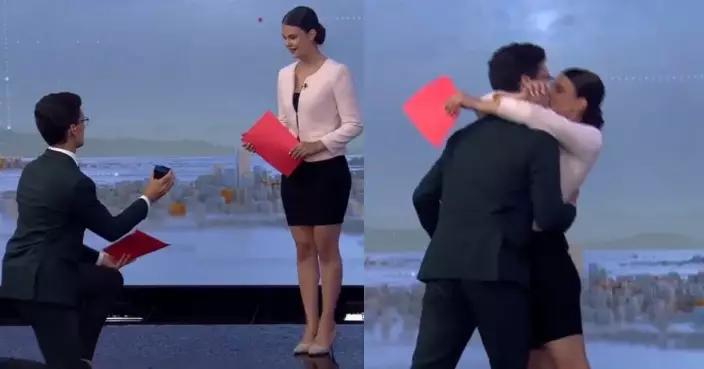 俄羅斯男主播直播中向女同事成功求婚 網民笑：say no就變放送事故了！
