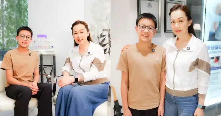 姚瑩瑩母子檔上陣拍廣告 14歲囝囝唔怯場勁淡定