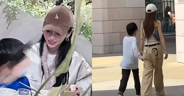 Angelababy獨力湊仔遊新加坡 8歲小海綿暴風成長高及媽咪膊頭