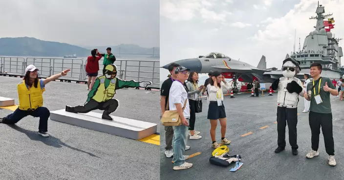 山東艦訪港｜市民上艦了解甲板「彩虹人」工作 親身體驗「航母Style」
