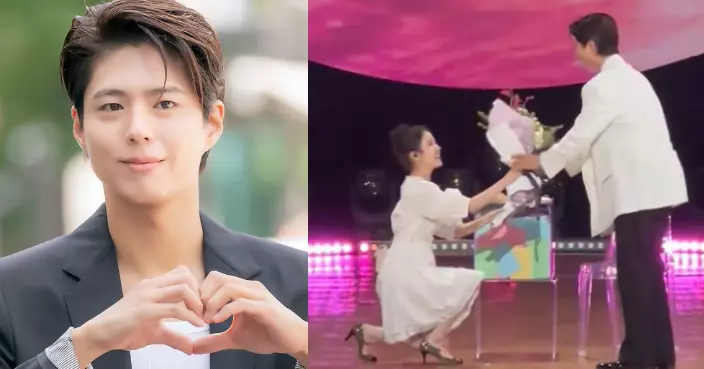 朴寶劍音樂節目最後一集錄影 IU單膝跪地驚喜亮相