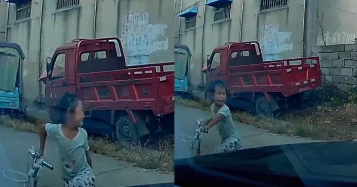 踩單車遇私家車駛來 山東女童見車鏈關鍵時刻突脫落驚慌爆哭超無助