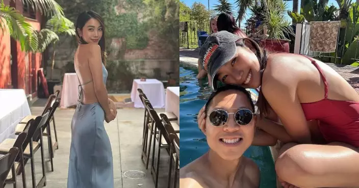 姜麗文洛杉磯騷「胸」狠身材 蜜會老公池畔放閃晒恩愛