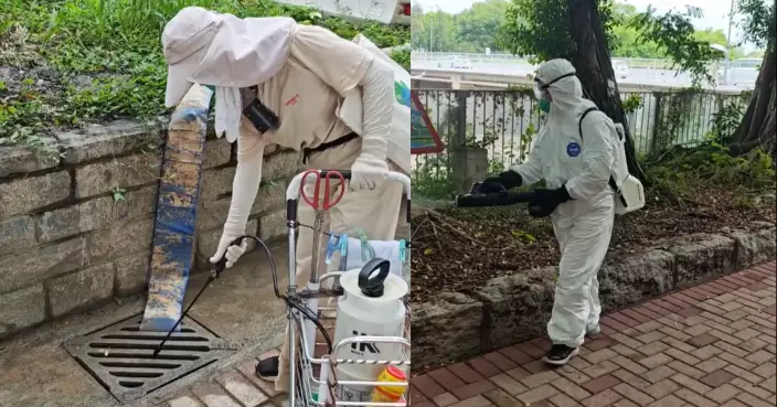 食環署到安達邨商場附近滅蚊 有家長稱近期減少帶兒子到內地