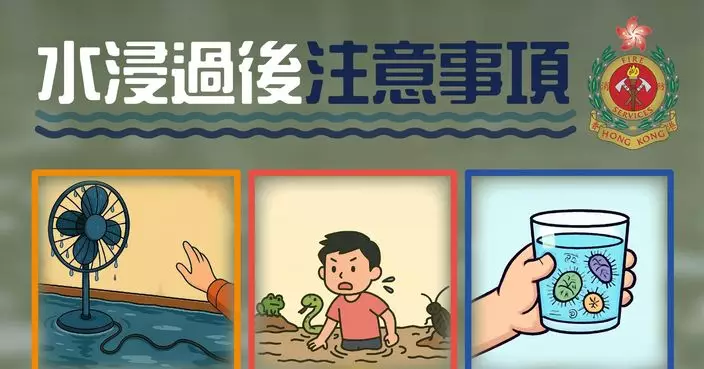 消防處：水浸後小心觸電 留意積水及污泥或有蛇蟲慎防叮咬