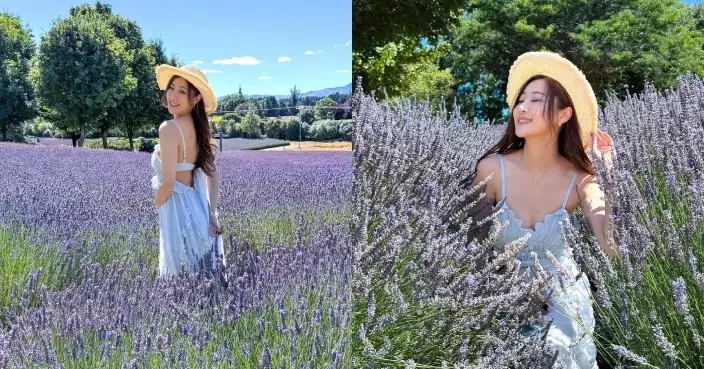 朱智賢夢幻薰衣草田留倩影 低胸露背上陣好有睇頭