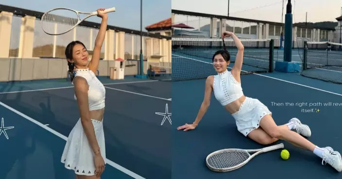 廖慧儀化身「網球女神」 純白網球Look晒纖腰大長腿睇到網民心心眼