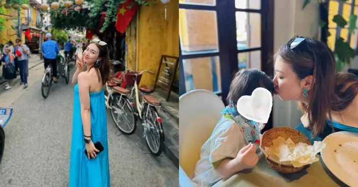 朱千雪忙裏偷閒一家三口遊越南 錫錫囝囝額頭好溫馨