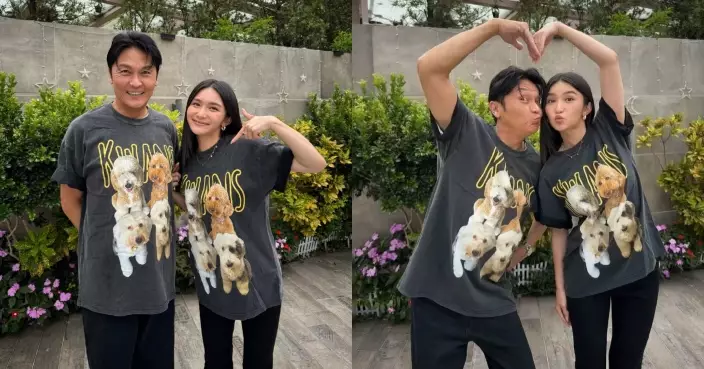 關禮傑關楓馨「狗狗父女裝」上陣 齊嘟嘴派心勁有愛