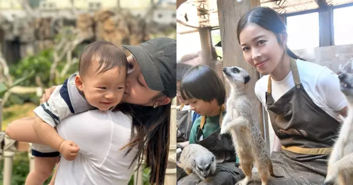 賴慰玲帶2子遊海洋公園睇動物 近距離親親小狐獴自言冇怯場？！