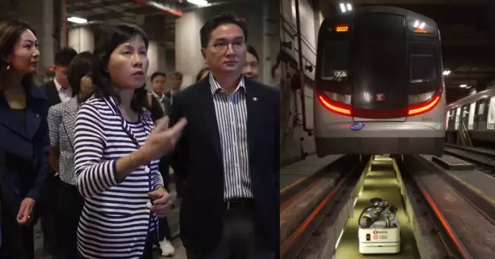 陳美寶到訪港鐵火炭車廠了解科技應用 包括車底檢測機械人等實地操作