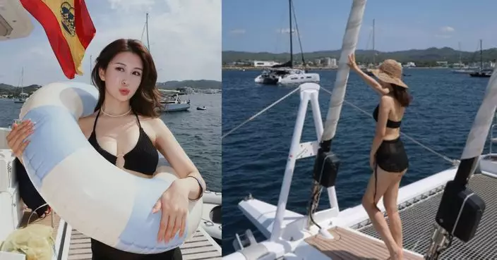 前港姐黃婉恩西班牙遊艇晒索爆身材 黑色水著誘惑網民