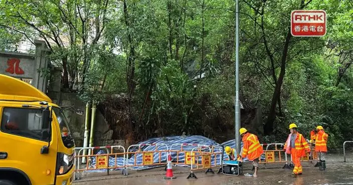 黑色暴雨警告期間港島多處山泥傾瀉　銅鑼灣有護土牆損毀