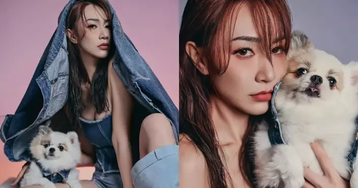 黃嘉雯再晒與愛犬「母女」寫真 變身「牛仔女郎」又型又Sexy