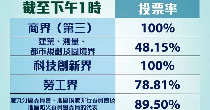 選委會補選 | 截至下午1時投票率為86.97%