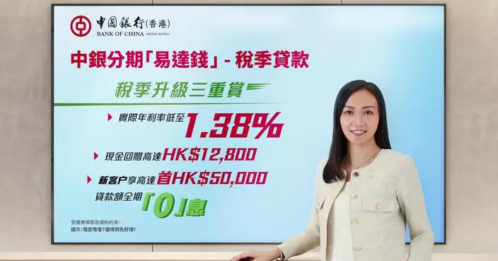 中銀香港推分期「易達錢」稅季貸款 實際年利率1.38%兼享1.28萬元現金回贈