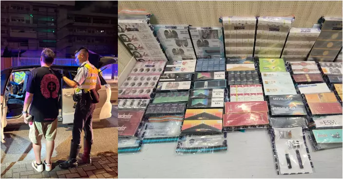 警秀茂坪拘32歲違泊司機  私家車內檢值10萬私煙及含尼古丁煙彈