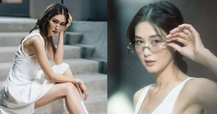 岑麗香「最索眼鏡娘」強勢歸位 白裙窄身剪裁盡顯完美體態