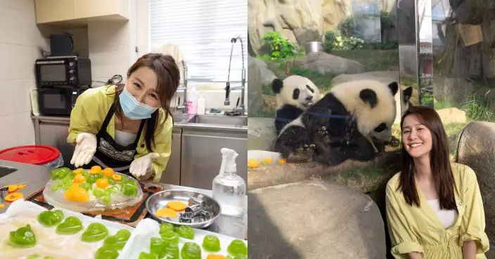 黃翠如中秋探訪海洋公園大熊貓基地 親製「冰月餅」賀佳節 見證熊貓寶寶「加加」「得得」成長