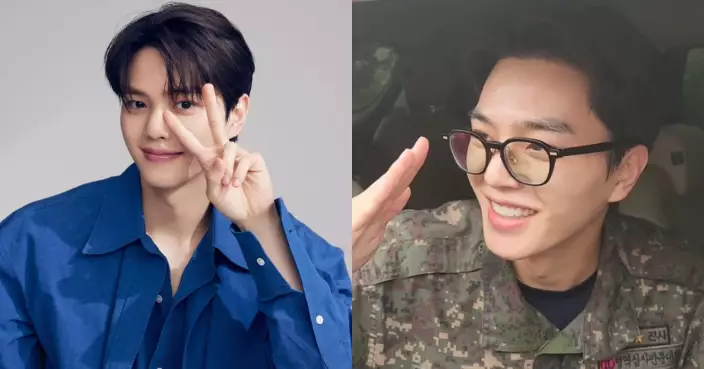 宋江以眼鏡造型退伍 大批粉絲現場守候親切打招呼