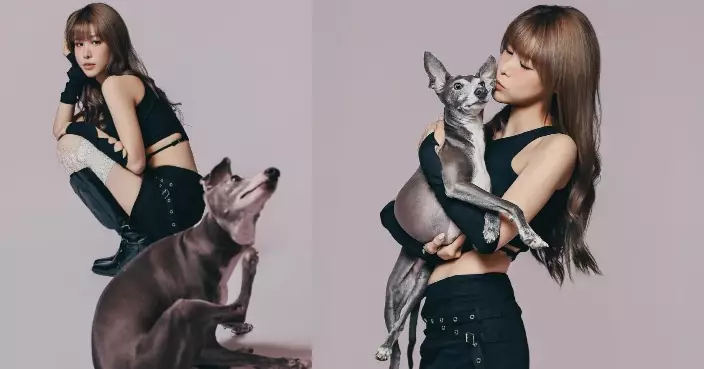 港姐季軍古佩玲與愛犬拍寫真 暗黑造型性感又型格