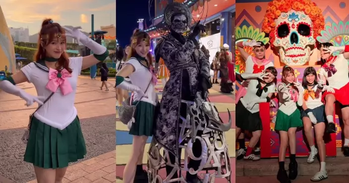 李蔓瑩相約友人赴主題樂園暢玩 齊齊「變身」做美少女戰士大擺甫士