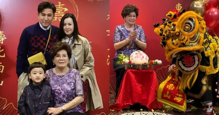 陳山聰大排筵席為媽媽慶祝80大壽 5歲囝囝表演舞獅助慶