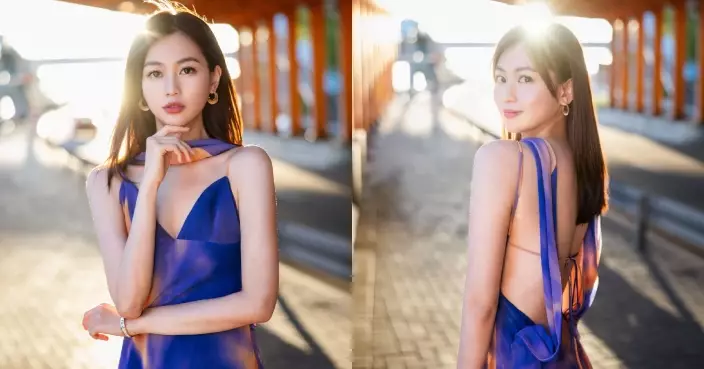 郭柏妍著大背露背吊帶裙晒美背 陽光下回眸微笑散發女神光采