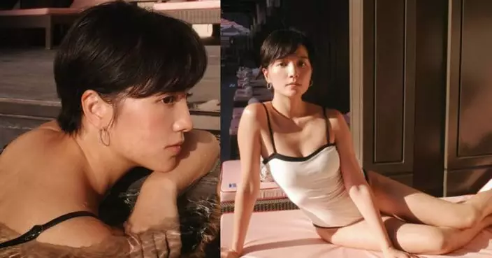 陳嘉寶三子之母身材零走樣 一件頭泳衣大騷S形弗爆身形