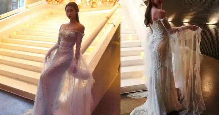 黃紫恩透視晚裝仙氣滿溢 晒長腿誘惑網民