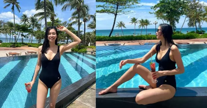 曾淑雅富國島度假晒火辣泳照 產後身材升級險走光