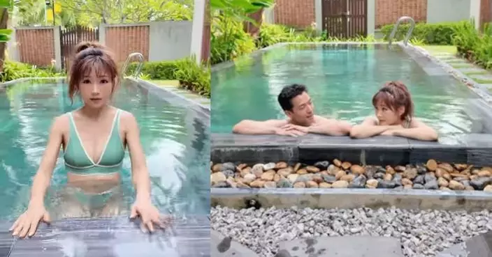 新婚簡淑兒大放閃光彈 三點式晒玲瓏曲線