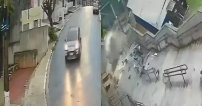 忘服血壓藥身體不適！巴西男駕車失控撞穿護欄墮落樓梯奇蹟冇事