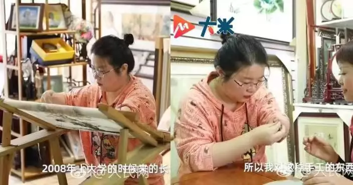 先天左上臂殘缺用嘴拉針劈線學湘繡 湖南獨臂繡娘免費培訓上千殘友助重拾尊嚴