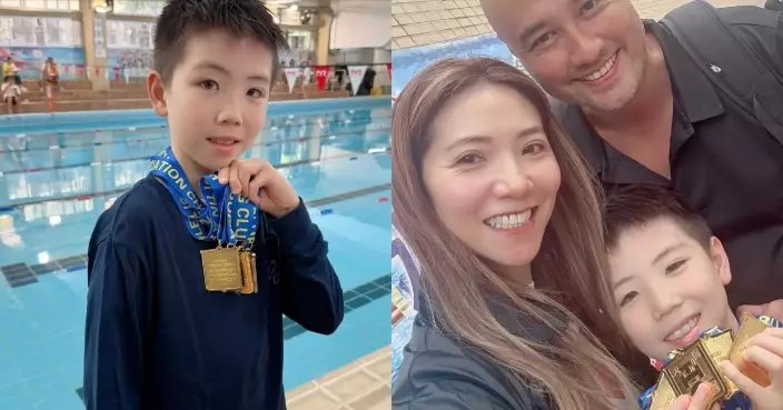 8歲囝囝水運會連奪四金牌 車婉婉好感動：努力係一定會有回報