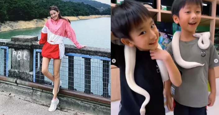 陳凱琳秋日親親大自然 行山減壓再帶三子玩蛇挑戰膽量