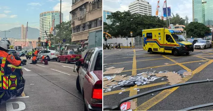 旺角老婦被旅遊巴撞倒亡 紙皮雜物散落一地 警拘男司機