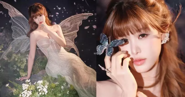 古佩玲化身蝴蝶仙子 低胸透視長裙示人