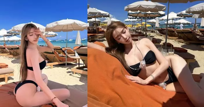 陳冠希舊愛Cammi法國度假晒火辣身材 黑色三點式狂派福利