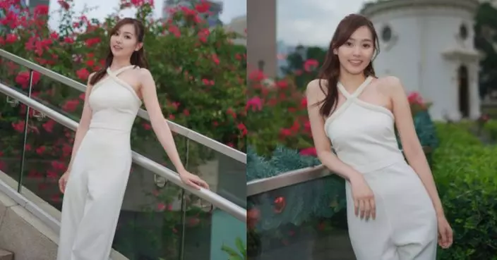 郭柏妍白裙晒直角肩 網民大讚人比花嬌